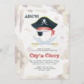 Waterverf Pirate Invitation Kaart (Voorkant / Achterkant)