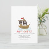 Waterverf Pirate Ship Birthday Invitation Kaart (Staand voorkant)