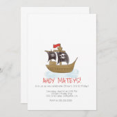 Waterverf Pirate Ship Birthday Invitation Kaart (Voorkant / Achterkant)