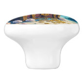 Waterverf piratenschatkist onderzeese scène keramische knop (Zijkant)