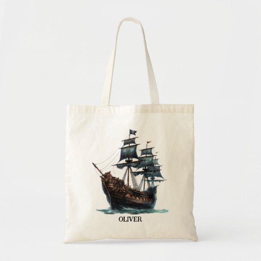 Waterverf piratenschip tote bag (Voorkant)