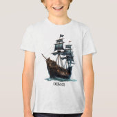 Waterverf piratenschip Tri-Blend shirt (Voorkant)