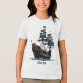 Waterverf piratenschip Tri-Blend shirt (Voorkant)