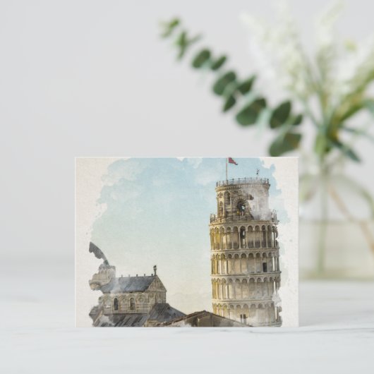 Waterverf Pisa Italië Art Briefkaart (Staand voorkant)