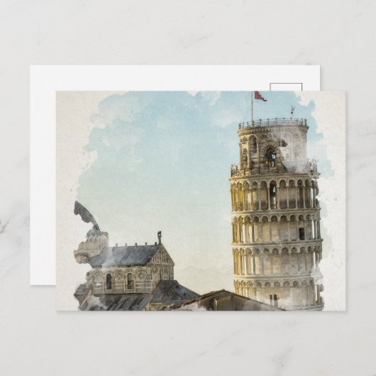 Waterverf Pisa Italië Art Briefkaart (Voorkant / Achterkant)