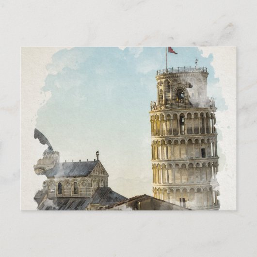 Waterverf Pisa Italië Art Briefkaart (Voorkant)