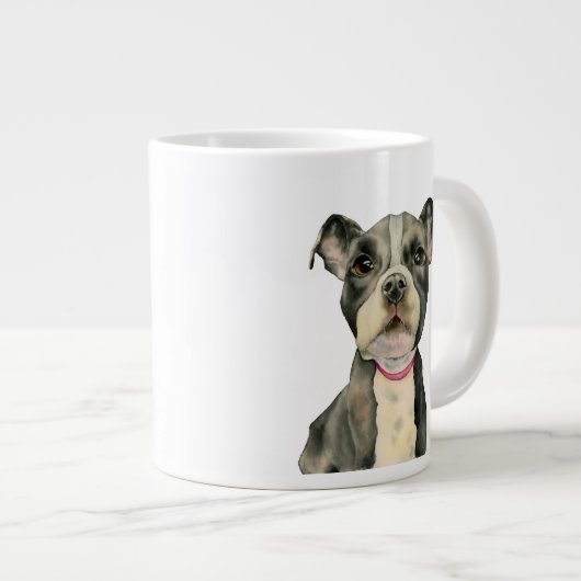 Waterverf Pit Bull Terrier Puppy Dog Grote Koffiekop (Voorkant rechts)