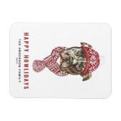 Waterverf Pitbull Kerst Gelukkige Feestdagen Magneet (Horizontaal)