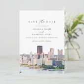 Waterverf Pittsburgh Pennsylvania Bewaar de datum Kaart (Staand voorkant)