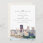 Waterverf Pittsburgh Pennsylvania Bewaar de datum Kaart (Voorkant / Achterkant)