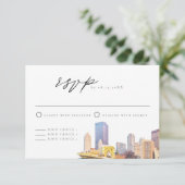 Waterverf Pittsburgh Skyline RSVP-kaart Kaart (Staand voorkant)