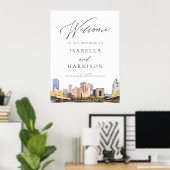 Waterverf Pittsburgh Skyline Wedding Welkomstteken Poster (Thuiskantoor)