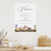Waterverf Pittsburgh Skyline Wedding Welkomstteken Poster (Keuken)