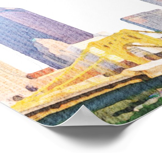 Waterverf Pittsburgh Skyline Wedding Welkomstteken Poster (Hoek)