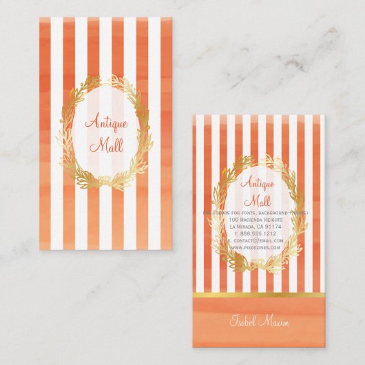 Waterverf PixDezines celosia oranje strepen Visitekaartje (Voorkant / Achterkant)