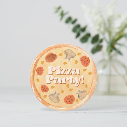 Waterverf Pizza Birthday Party Kaart (Staand voorkant)