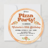 Waterverf Pizza Birthday Party Kaart (Achterkant)