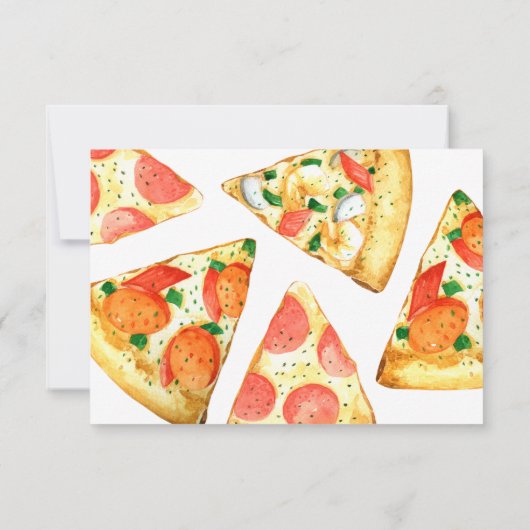 Waterverf Pizza Feest Verjaardag Bedankkaart (Achterkant)