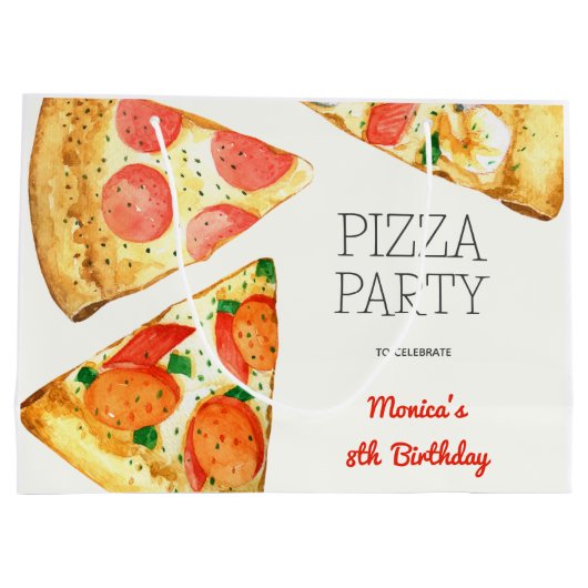 Waterverf Pizza Feest Verjaardag Groot Cadeauzakje (Achterkant)
