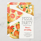 Waterverf Pizza Feest Verjaardag Kaart (Voorkant / Achterkant)
