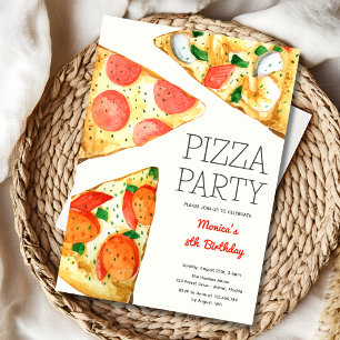 Waterverf Pizza Feest Verjaardag Kaart