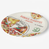 Waterverf Pizza Feest Verjaardag Papieren Bordje (Gekanteld)