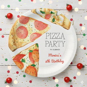 Waterverf Pizza Feest Verjaardag Papieren Bordje