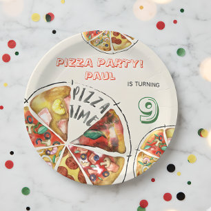 Waterverf Pizza Feest Verjaardag Papieren Bordje