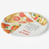 Waterverf Pizza Feest Verjaardag Papieren Bordje (Gekanteld)