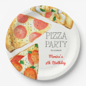 Waterverf Pizza Feest Verjaardag Papieren Bordje (Voorkant)