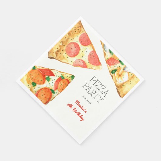 Waterverf Pizza Feest Verjaardag Servet (Hoek)