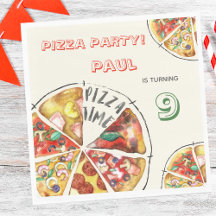 Waterverf Pizza Feest Verjaardag