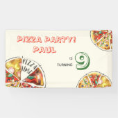 Waterverf Pizza Feest Verjaardag Spandoek (Horizontaal)