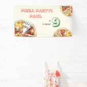 Waterverf Pizza Feest Verjaardag Spandoek (Insitu)
