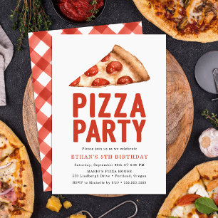 Waterverf Pizza Feest Verjaardagsfeest Uitnodiging