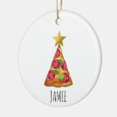 Waterverf Pizza Kerstboom Grappige aangepaste naam Keramisch Ornament (Links)