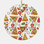 Waterverf Pizza Kerstboom Grappige aangepaste naam Keramisch Ornament (Achterkant)