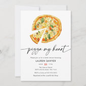 Waterverf Pizza Mijn Hart Italiaans Vrijgezellenfe Kaart (Voorkant)