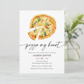 Waterverf Pizza Mijn Hart Italiaans Vrijgezellenfe Kaart (Staand voorkant)