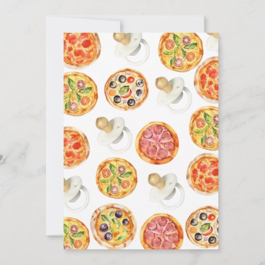 Waterverf Pizza & Pacifiers Baby shower Kaart (Achterkant)