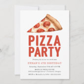 Waterverf Pizza Party Birthday Party Invitation Kaart (Voorkant)