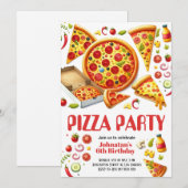 Waterverf Pizza Party Kids Verjaardagsfeest Kaart (Voorkant / Achterkant)