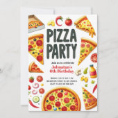 Waterverf Pizza Party Verjaardagsfeest Kaart (Voorkant)