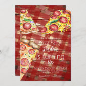 Waterverf Pizza Pie Slices Birthday Party Script Kaart (Voorkant / Achterkant)