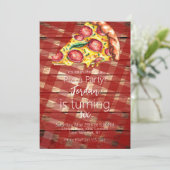 Waterverf Pizza Segmenten Birthday Party Script B Kaart (Staand voorkant)