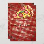 Waterverf Pizza Segmenten Birthday Party Script B Kaart (Voorkant / Achterkant)