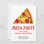 Waterverf Pizza Slice Party Verjaardagsfeestje Kaart (Voorkant)