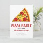 Waterverf Pizza Slice Party Verjaardagsfeestje Kaart (Staand voorkant)