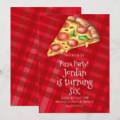 Waterverf Pizza Slices Party Red Birthday Kaart (Voorkant / Achterkant)