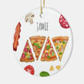 Waterverf Pizza Slices Patroon Aangepaste naam Keramisch Ornament (Links)